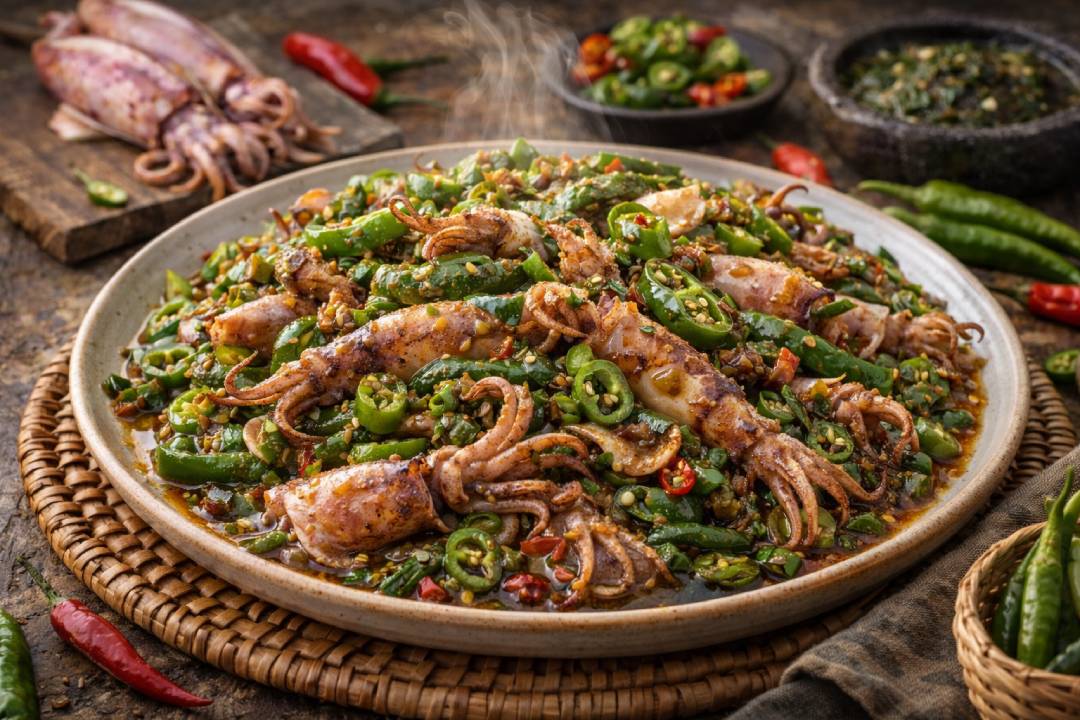 Cumi Asin Cabe Ijo ala Warung Seafood Resep Gurih Pedas
