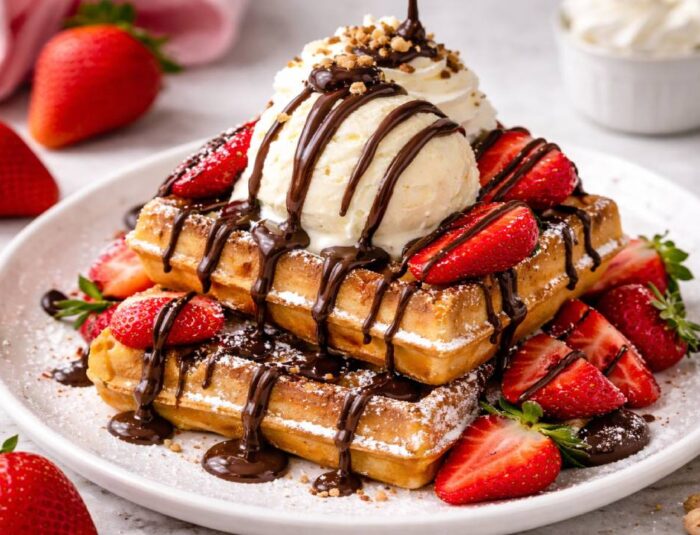 Strawberry Chocolate Waffle Sundae: Sensasi Manis yang Meleleh di Setiap Gigitan