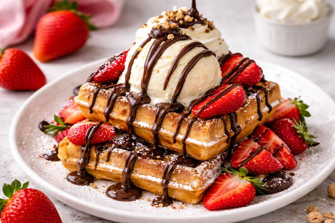 Strawberry Chocolate Waffle Sundae: Sensasi Manis yang Meleleh di Setiap Gigitan