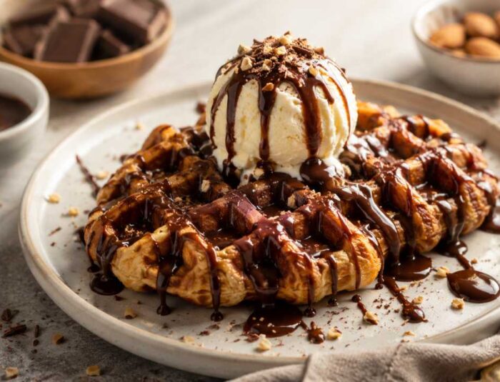 Croffle Crispy Saus Cokelat dengan Kombinasi Renyah dan Manis