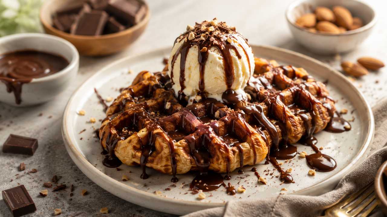 Croffle Crispy Saus Cokelat dengan Kombinasi Renyah dan Manis