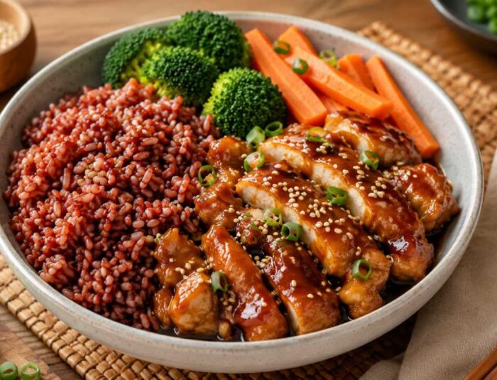 Nasi Merah Ayam Teriyaki dengan Perpaduan Rasa Sehat dan Mengenyangkan