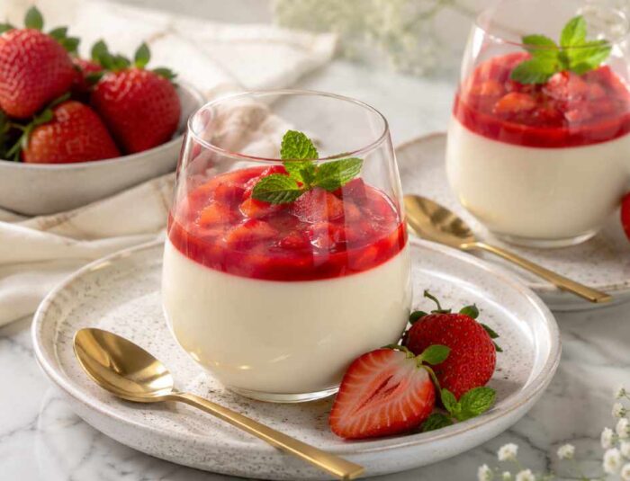 Panna Cotta Puding Krim Lembut Yang Biasanya Diberi Saus Buah