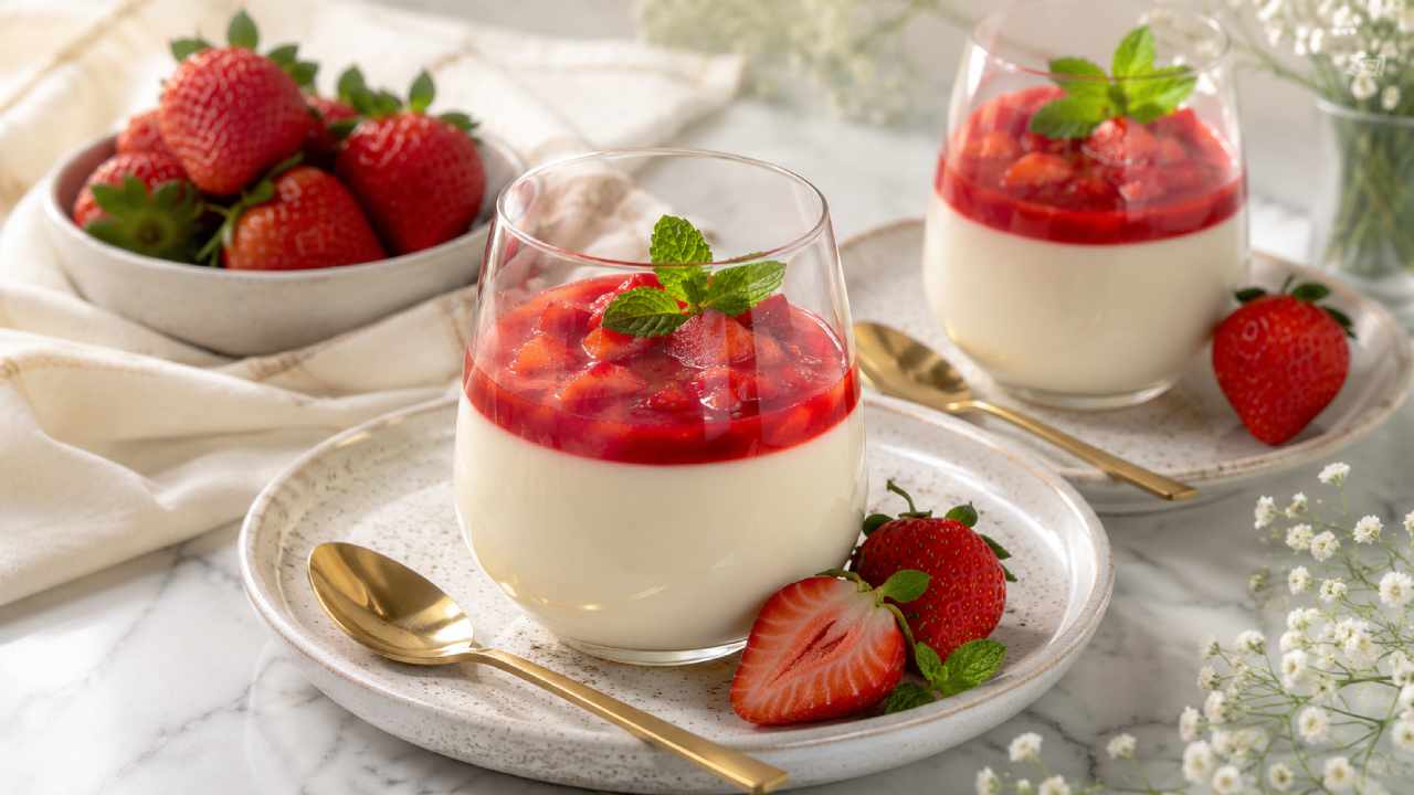 Panna Cotta Puding Krim Lembut Yang Biasanya Diberi Saus Buah