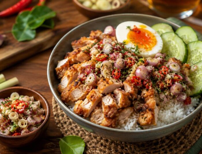 Rice Bowl Ayam Sambal Matah dengan Sensasi Pedas Segar yang Seimbang