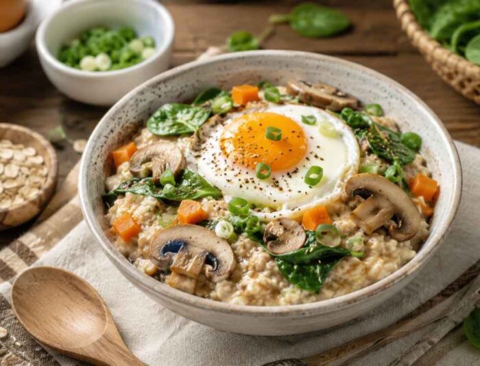 Oatmeal Gurih dengan Telur dan Sayuran, Sarapan Sehat yang Mengenyangkan
