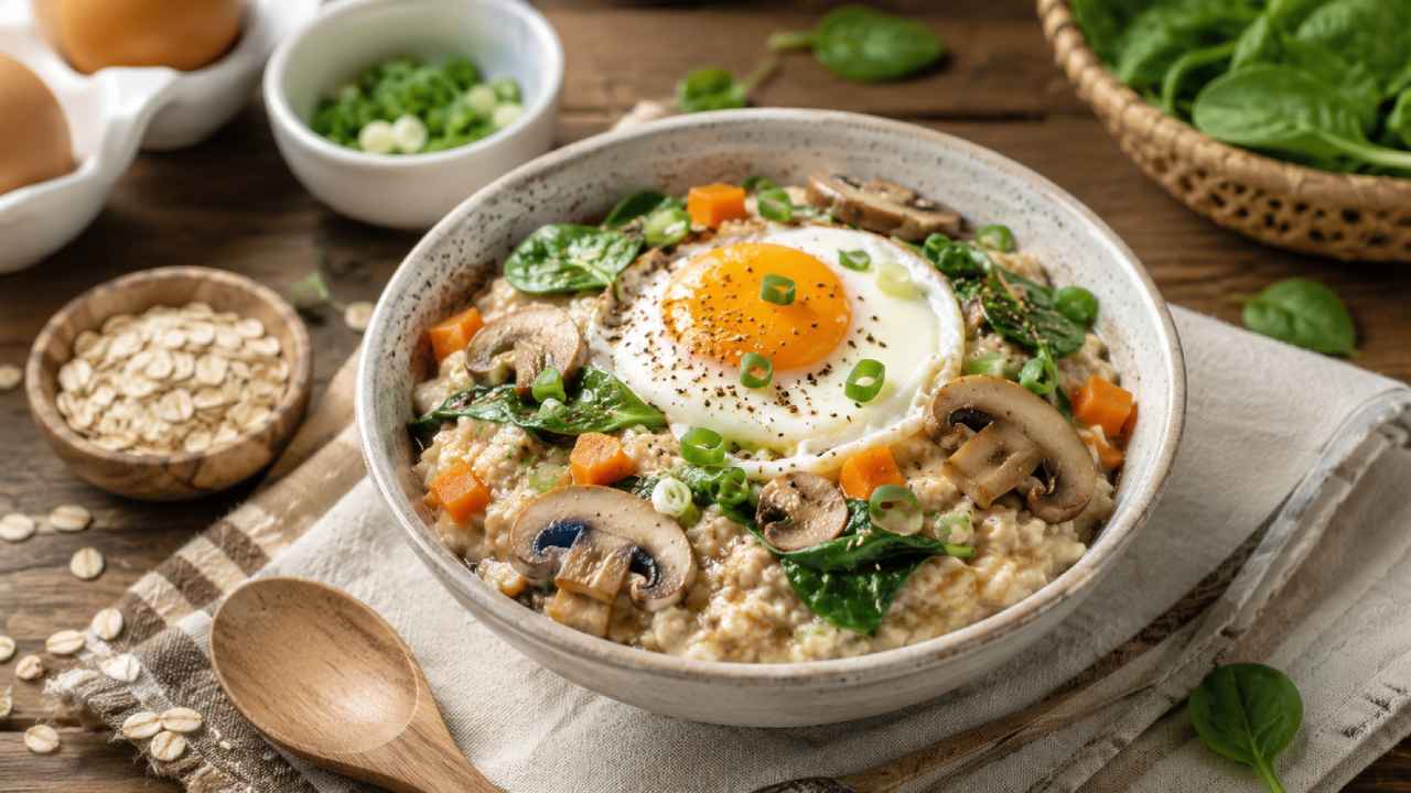 Oatmeal Gurih dengan Telur dan Sayuran, Sarapan Sehat yang Mengenyangkan