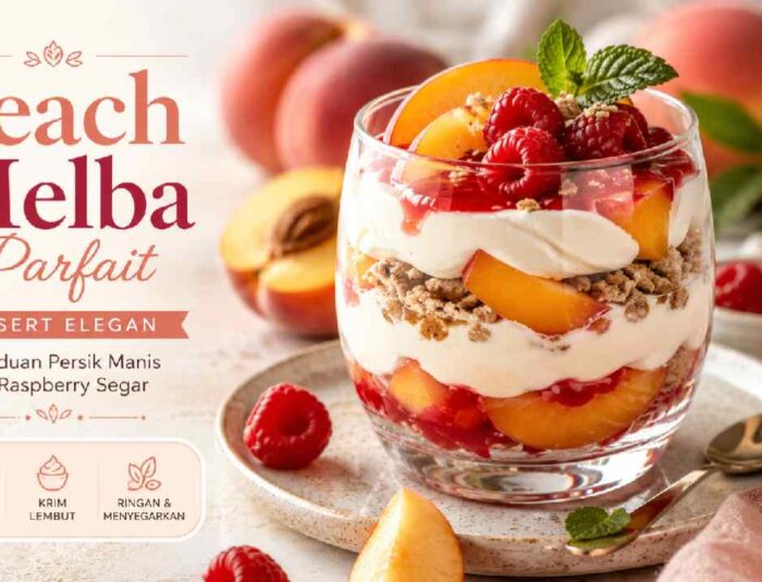 Peach Melba Parfait, Dessert Elegan dengan Perpaduan Persik dan Raspberry Segar