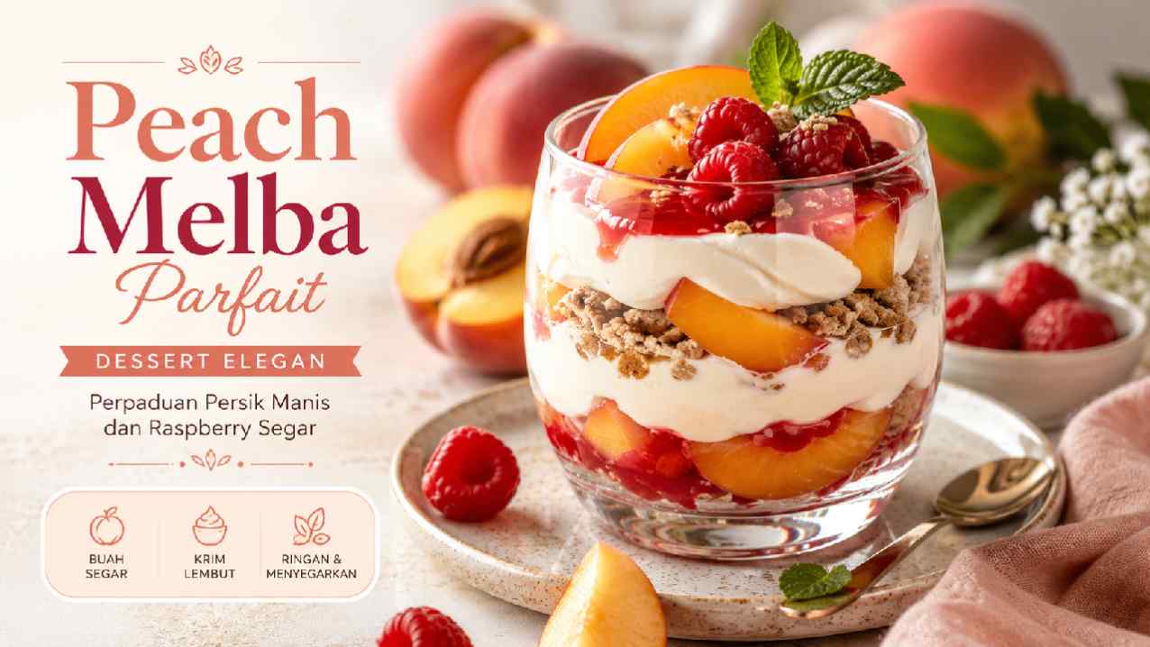 Peach Melba Parfait, Dessert Elegan dengan Perpaduan Persik dan Raspberry Segar
