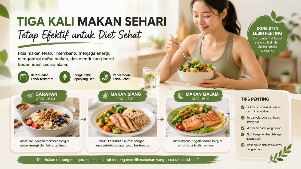 Tiga Kali Makan Sehari Tetap Efektif untuk Menjalani Pola Diet Sehat