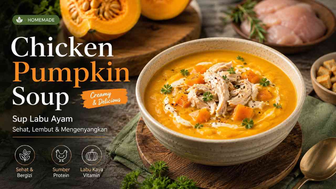 Chicken Pumpkin Soup, Sup Labu Ayam Sehat yang Lembut dan Mengenyangkan