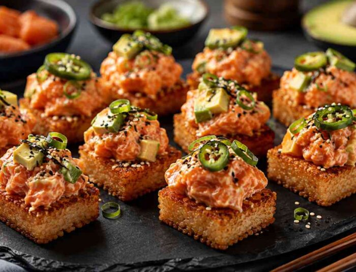 Crispy Rice Salmon Bites, Perpaduan Nasi Renyah dan Salmon Creamy