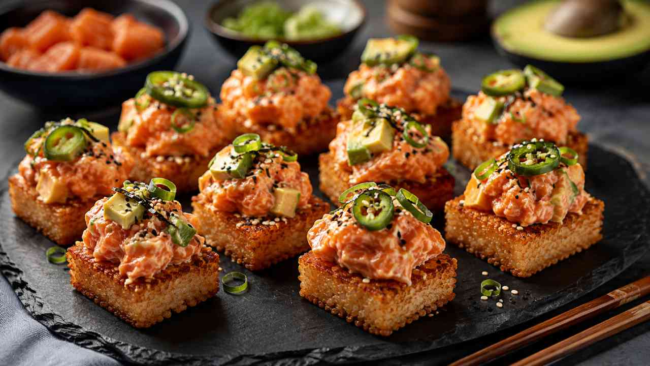 Crispy Rice Salmon Bites, Perpaduan Nasi Renyah dan Salmon Creamy