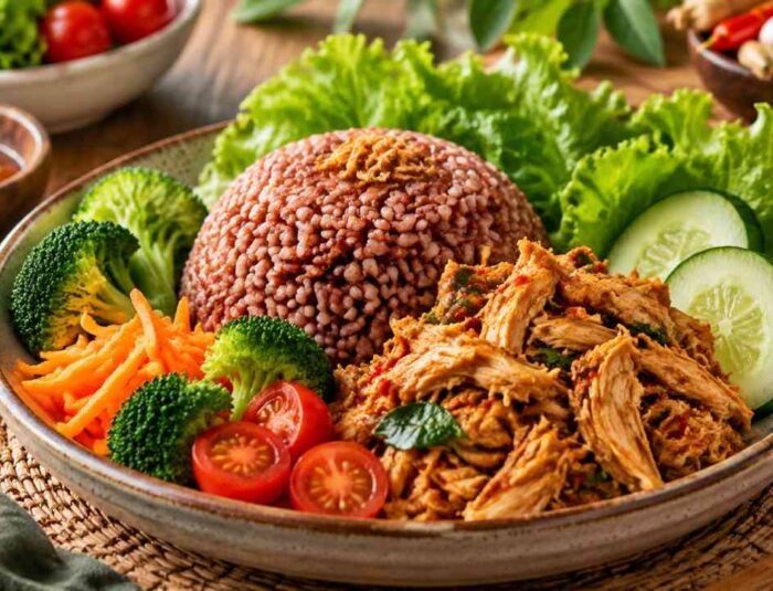 Nasi Merah Ayam Suwir: Menu Sehat dengan Nutrisi Seimbang