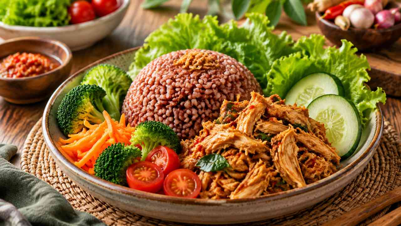 Nasi Merah Ayam Suwir: Menu Sehat dengan Nutrisi Seimbang