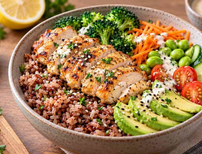 Brown Rice Chicken Bowl, Resep Sehat Praktis dengan Sayuran Segar