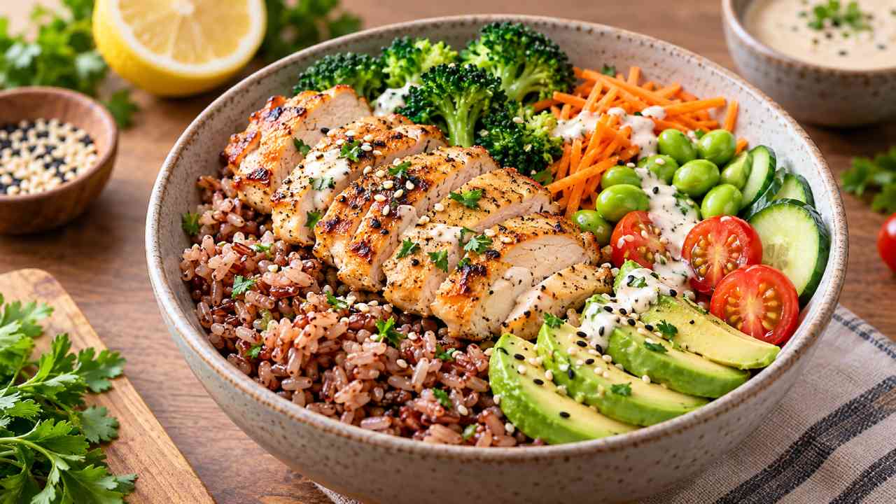 Brown Rice Chicken Bowl, Resep Sehat Praktis dengan Sayuran Segar