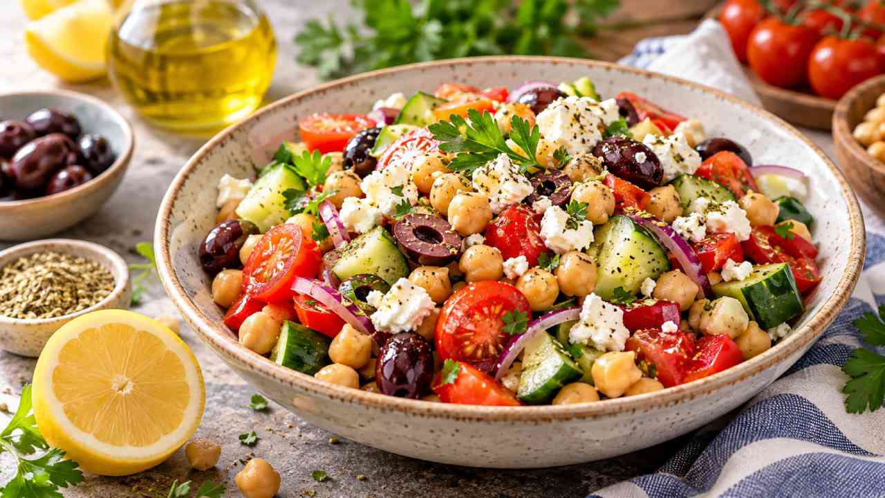 Greek Chickpea Salad Segar, Menu Sehat ala Mediterania