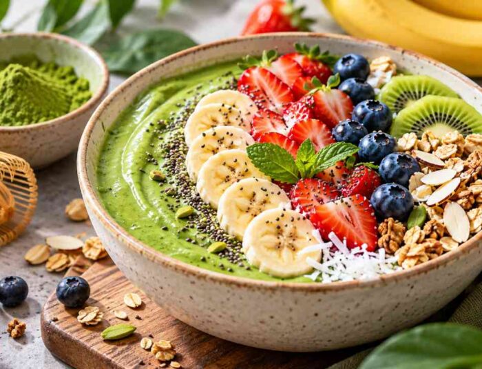 Matcha Smoothie Bowl dengan Buah Segar, Cantik dan Menyehatkan