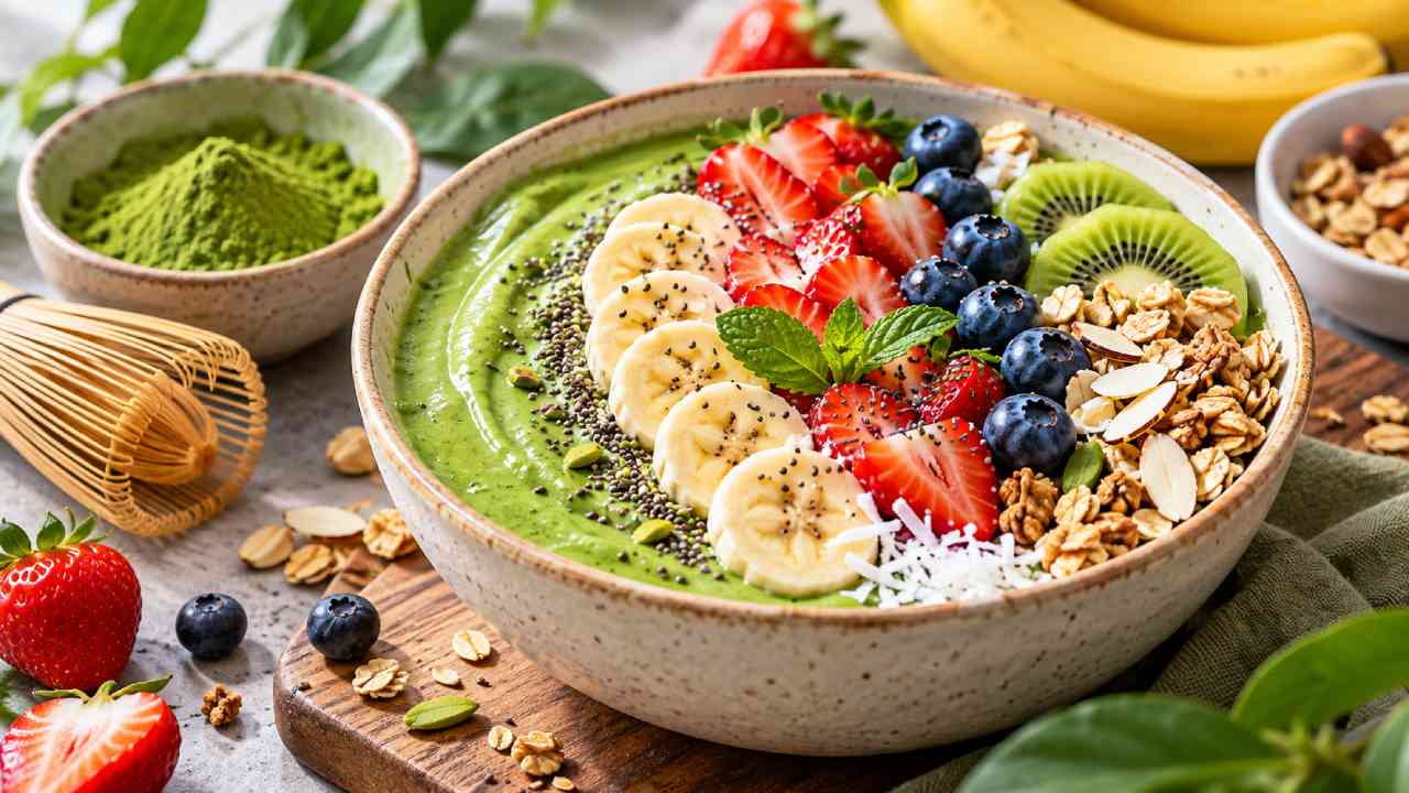 Matcha Smoothie Bowl dengan Buah Segar, Cantik dan Menyehatkan